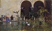 Pool in the Alcazar of Seville (nn02) Raimundo de Madrazo y  Garreta